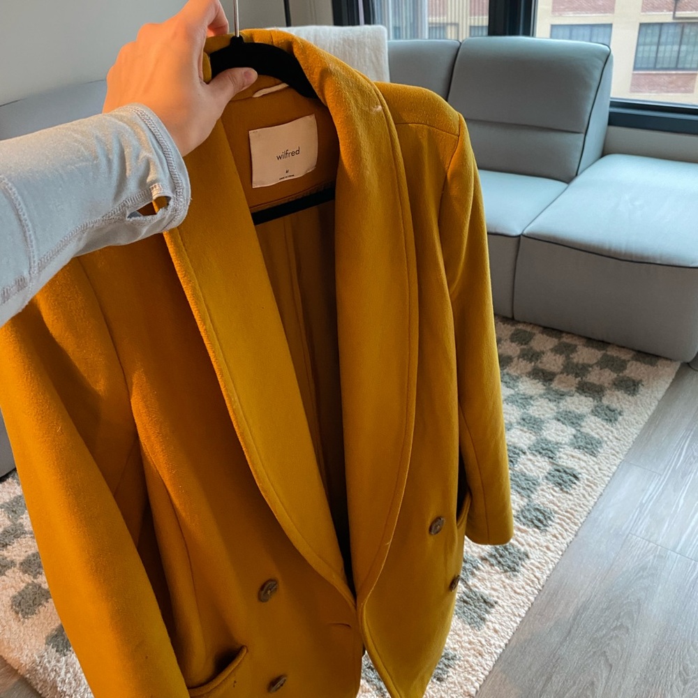 Aritzia Mustard Women's Wool Coat